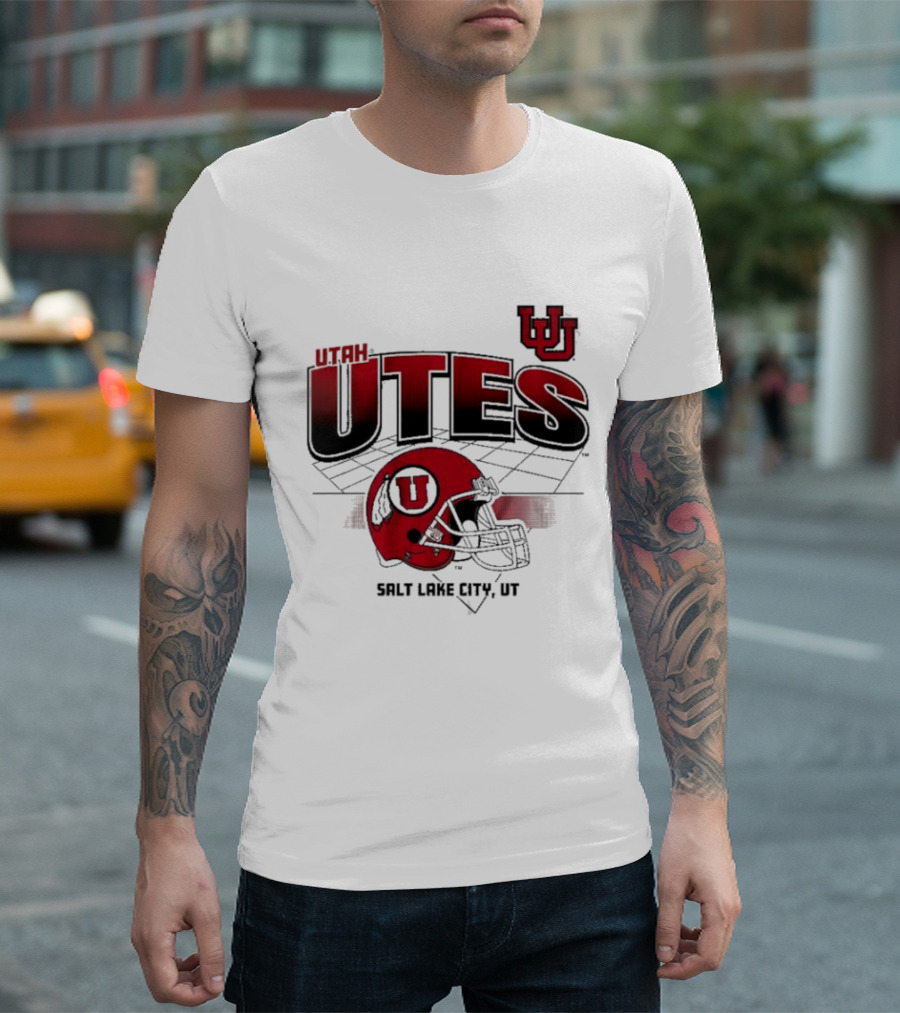 Utah Utes Football Helmet Salt Lake City UT Grid T-Shirt