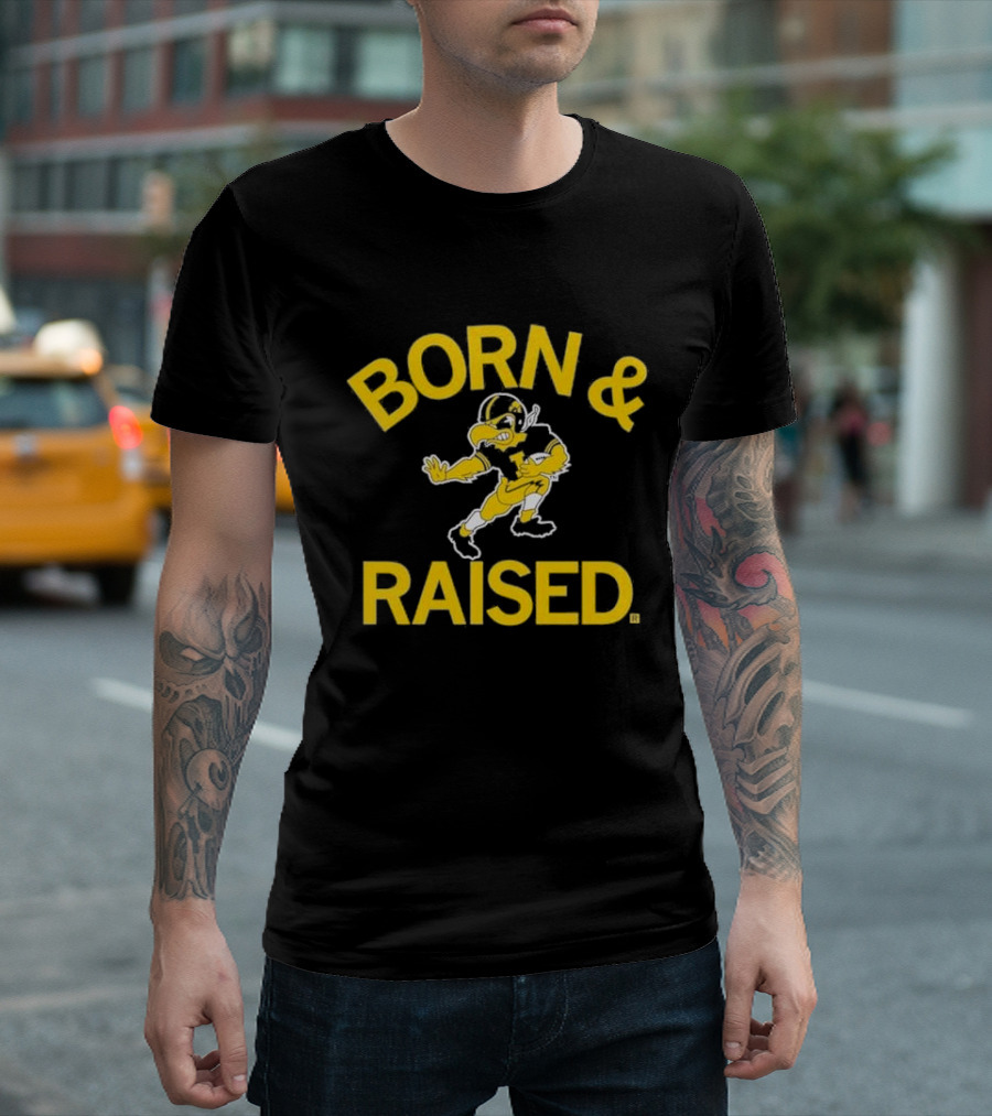 Hawkeyes Born And Raised Vintage Heavyweight Football T-Shirt