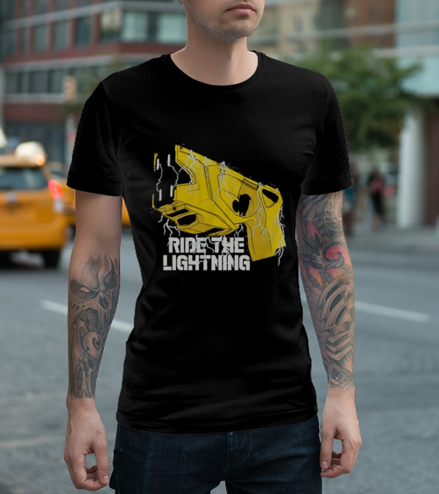 Ride The Lightning CBC Yellow Gun with Electric Bolts T-Shirt