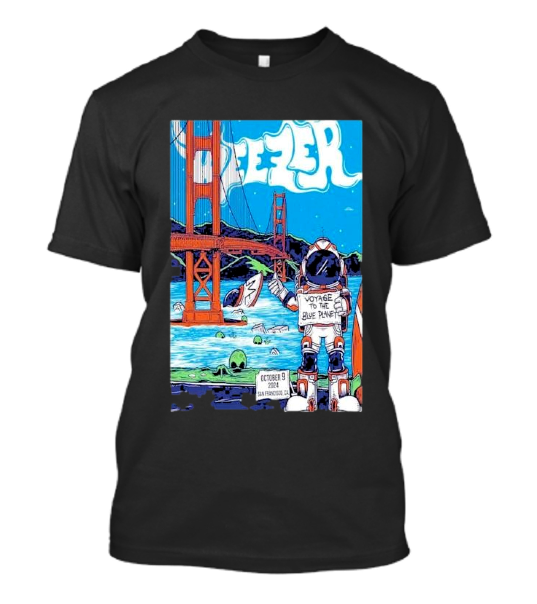 Weezer Voyage To The Blue Planet Golden Gate Bridge October 9 2024 San Francisco Ca T-Shirt