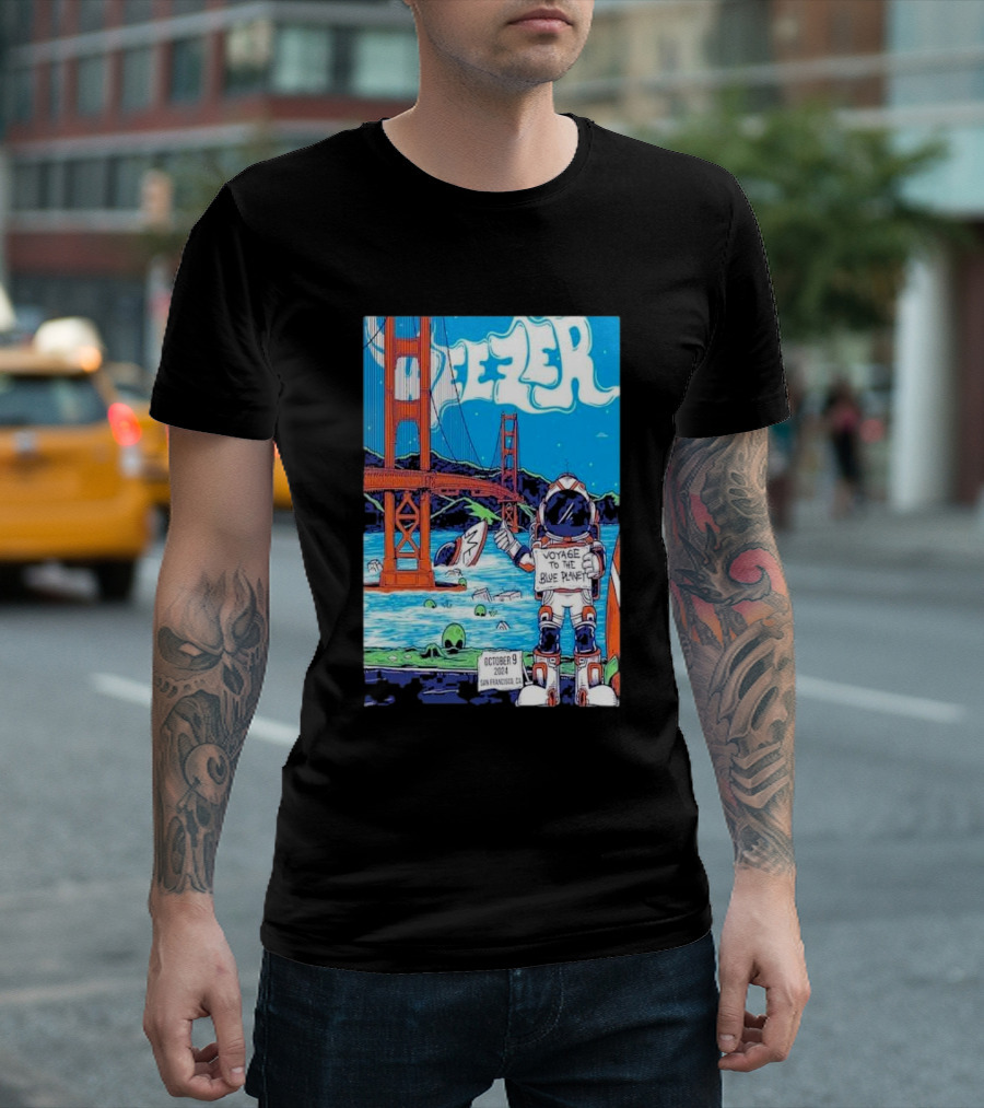 Weezer Voyage To The Blue Planet Golden Gate Bridge October 9 2024 San Francisco Ca T-Shirt