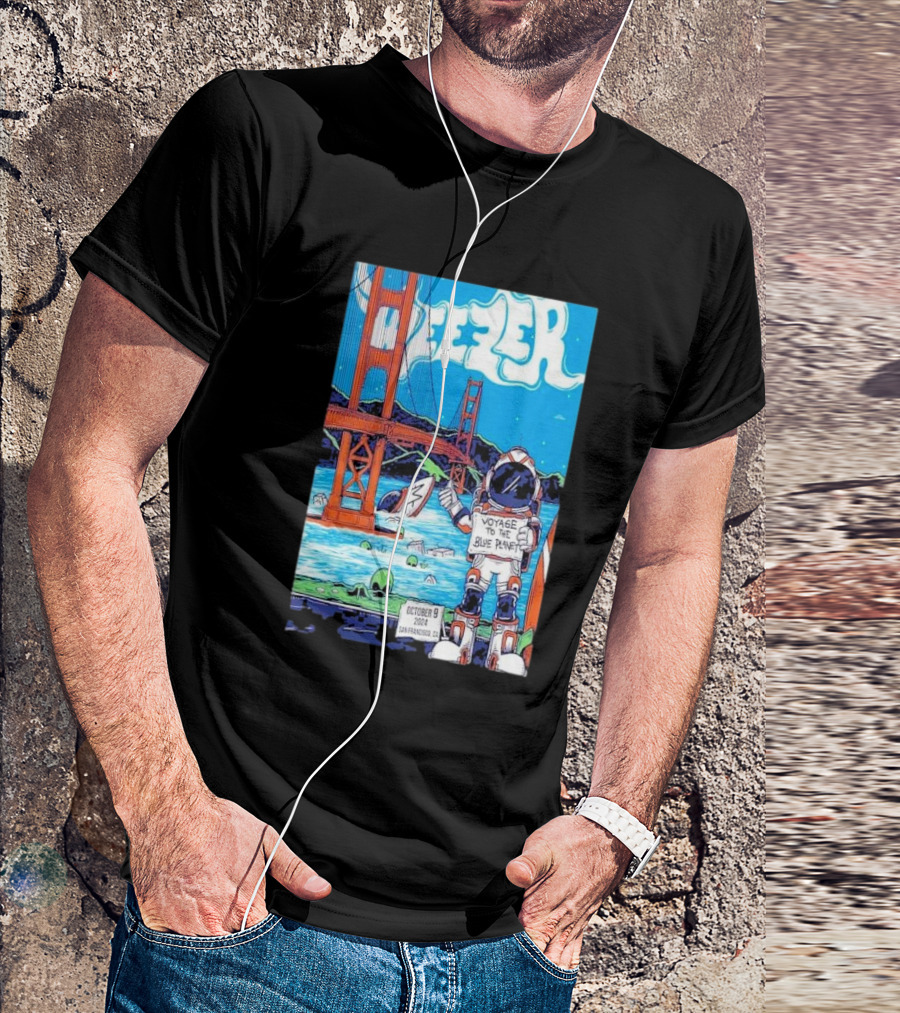 Weezer Voyage To The Blue Planet Golden Gate Bridge October 9 2024 San Francisco Ca T-Shirt