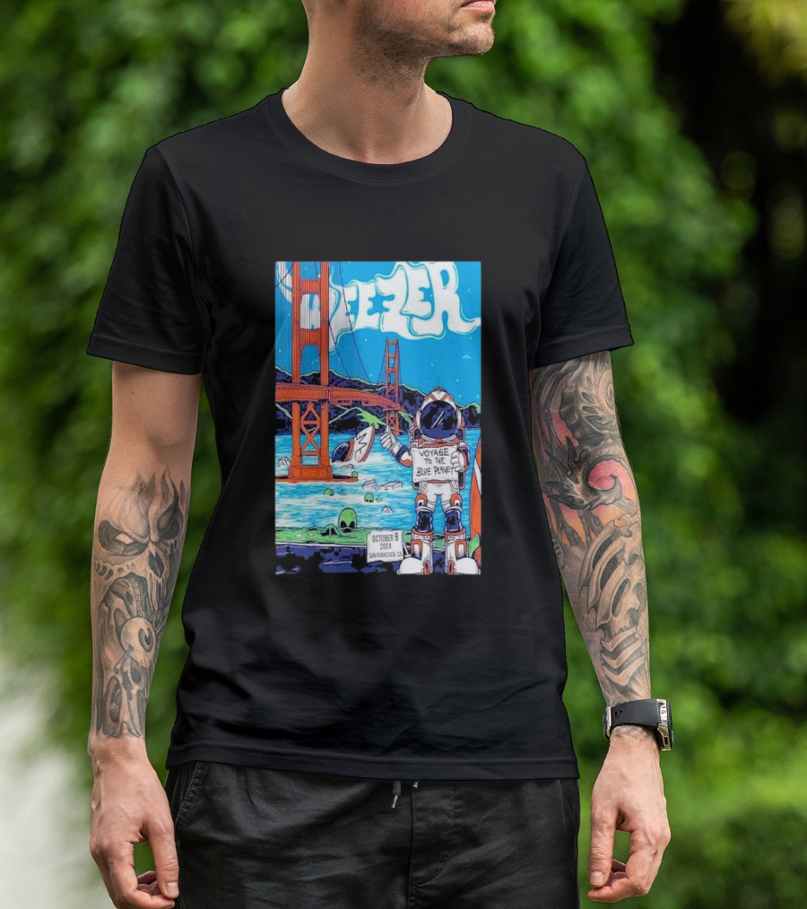 Weezer Voyage To The Blue Planet Golden Gate Bridge October 9 2024 San Francisco Ca T-Shirt