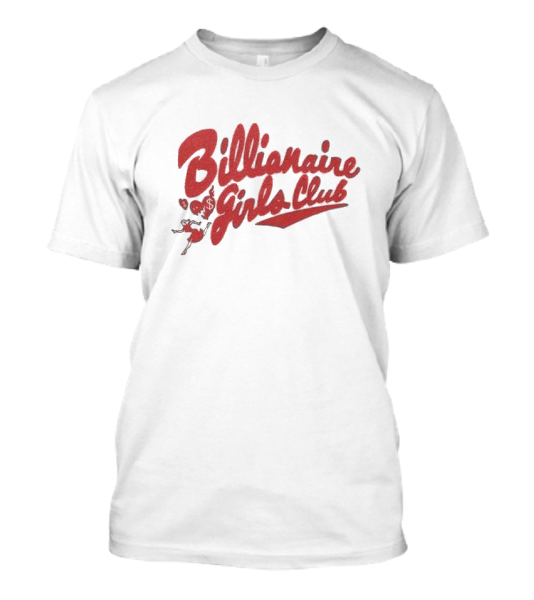 Billionaire Girls Club Script Logo With Hearts And Dancing Figure T-Shirt