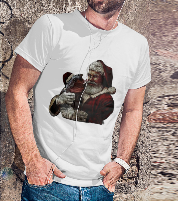 Moo Deng Xmas Funny Christmas Santa Hug Cute Baby Hippo Santa Claus Holiday T-Shirt