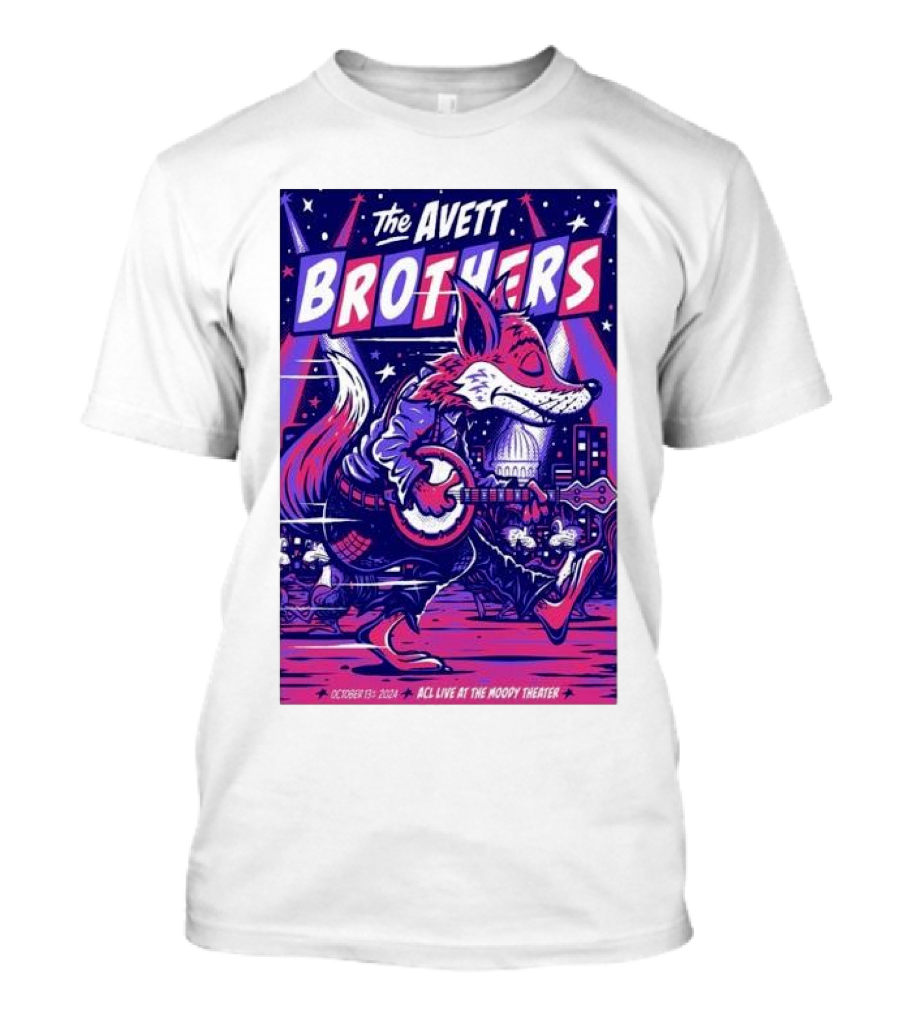 The Avett Brothers October 13 2024 ACL Live Moody Theater Austin TX Fox Playing Banjo T-Shirt