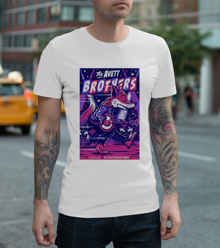 The Avett Brothers October 13 2024 ACL Live Moody Theater Austin TX Fox Playing Banjo T-Shirt