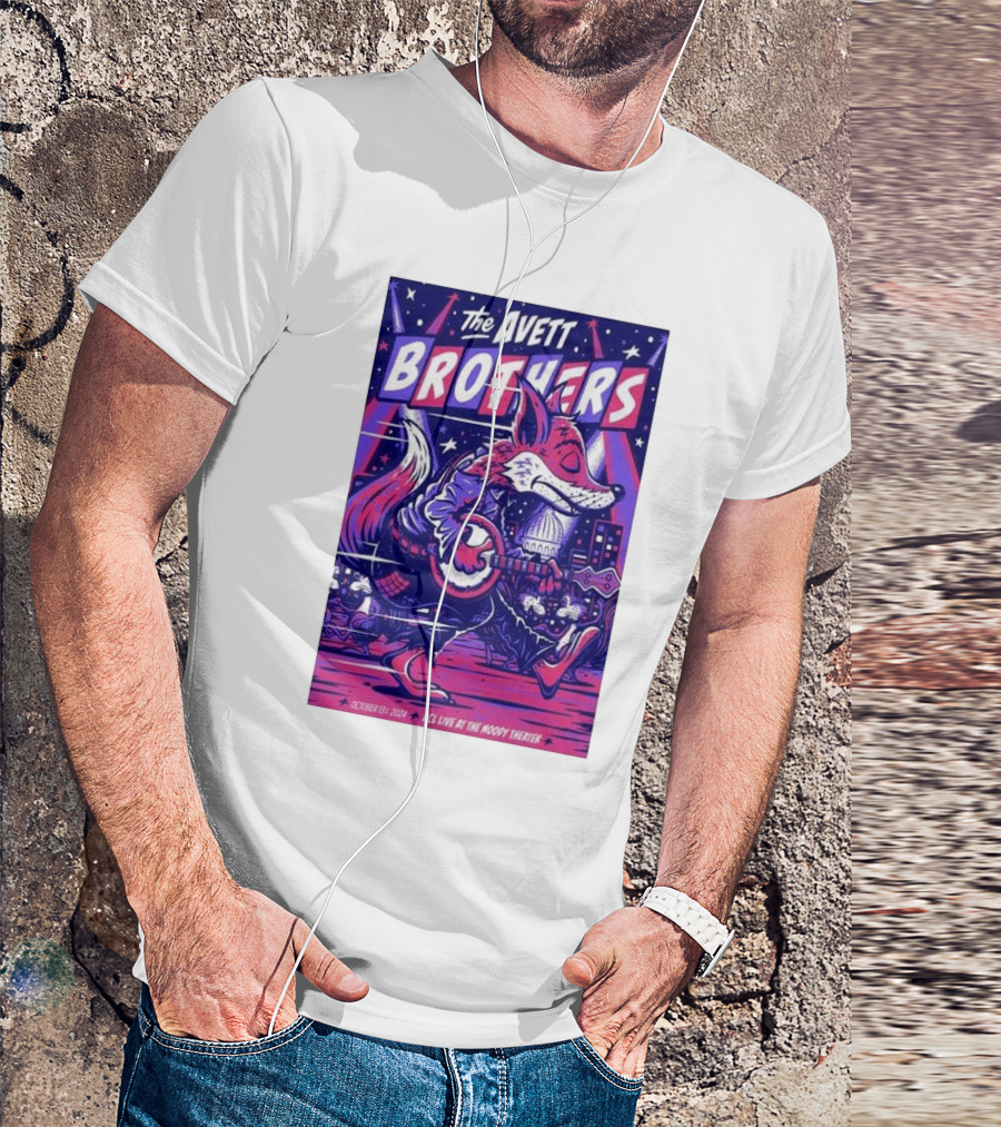 The Avett Brothers October 13 2024 ACL Live Moody Theater Austin TX Fox Playing Banjo T-Shirt