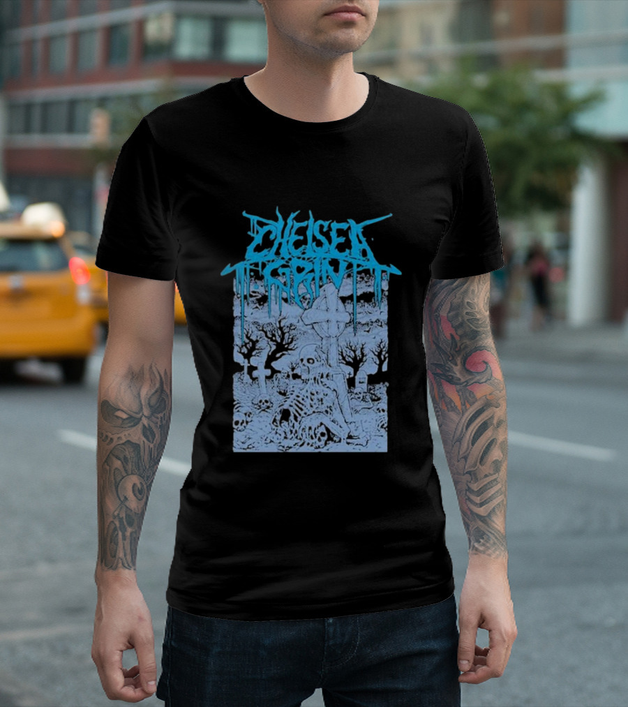 Chelsea Grin Skeleton Cemetery Scene T-Shirt