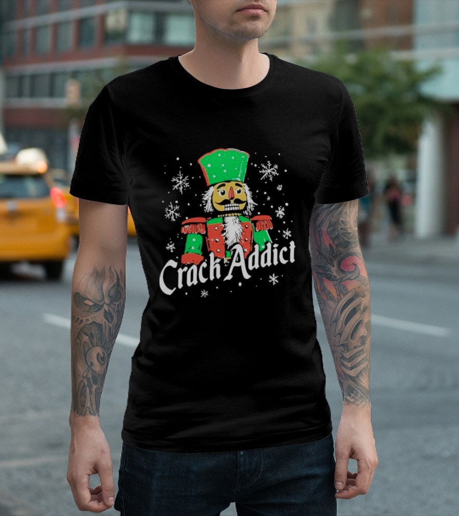 Crack Addict Nutcracker Christmas 2024 Snowflakes T-Shirt