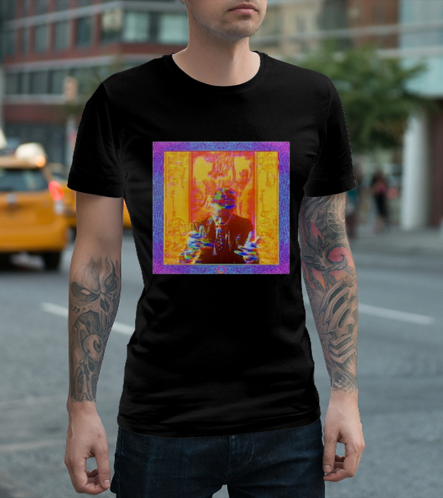 Dragons Ft Jordan Peterson Psychedelic Portrait with Ornate Border T-Shirt