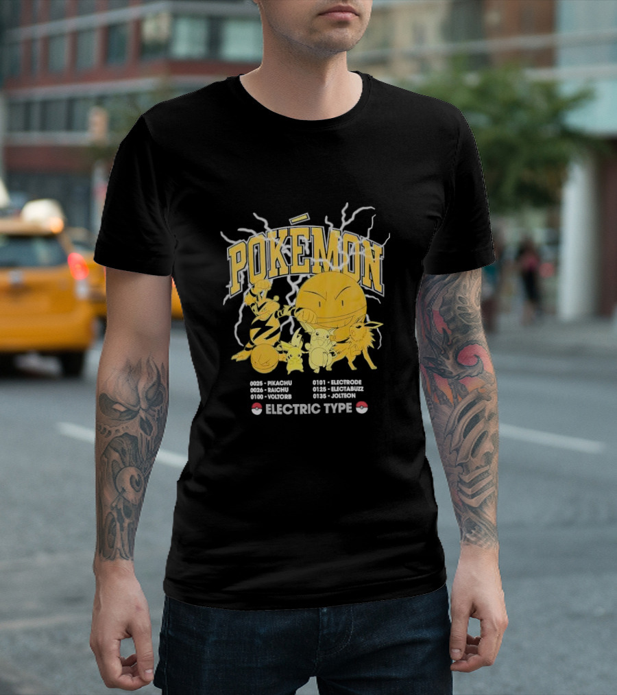 Pokémon Electric Type Pikachu Raichu Voltorb Electrode Electabuzz Jolteon T-Shirt