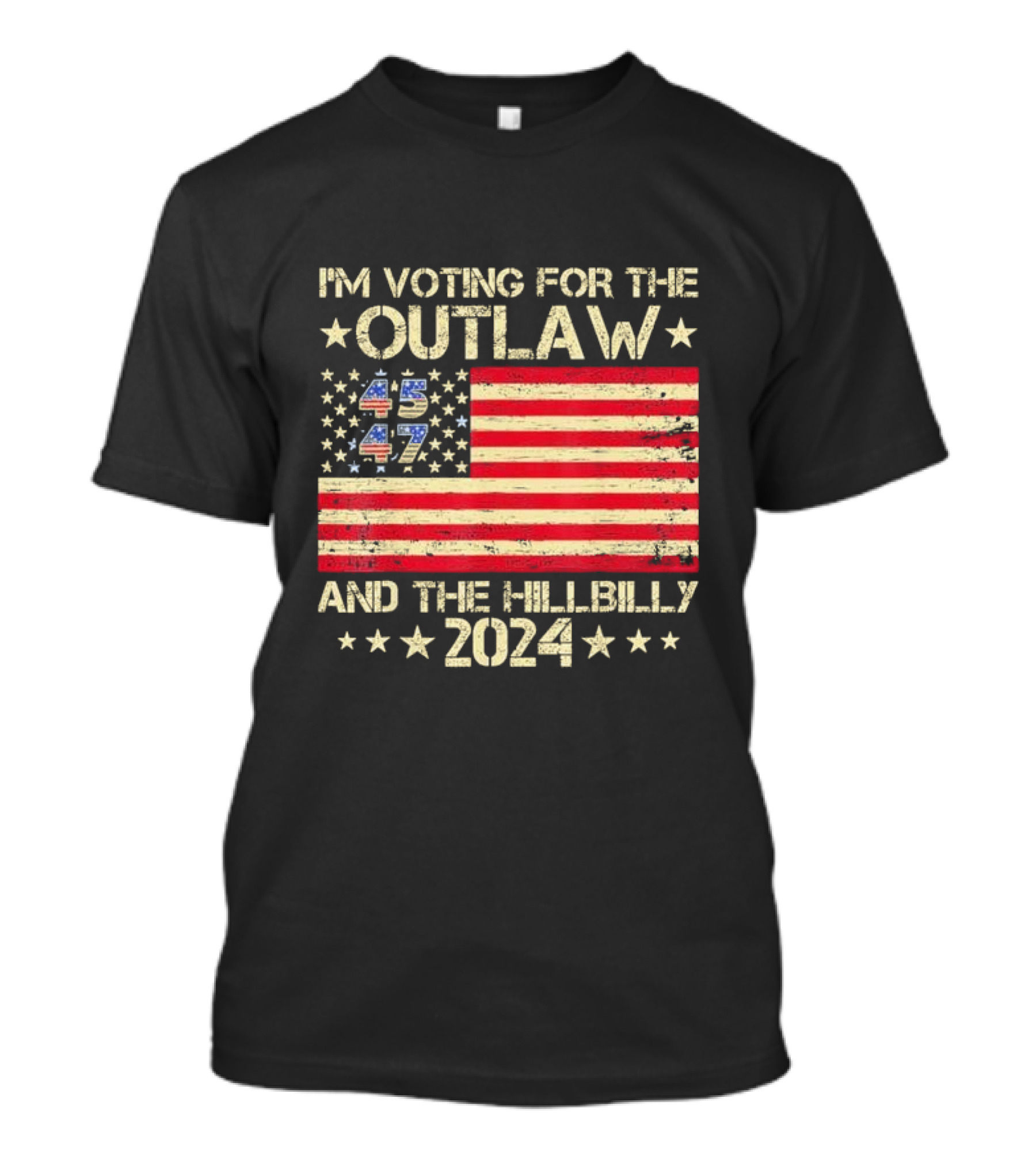 I'm Voting For The Outlaw And The Hillbilly 2024 American Flag Trump Vance T-Shirt