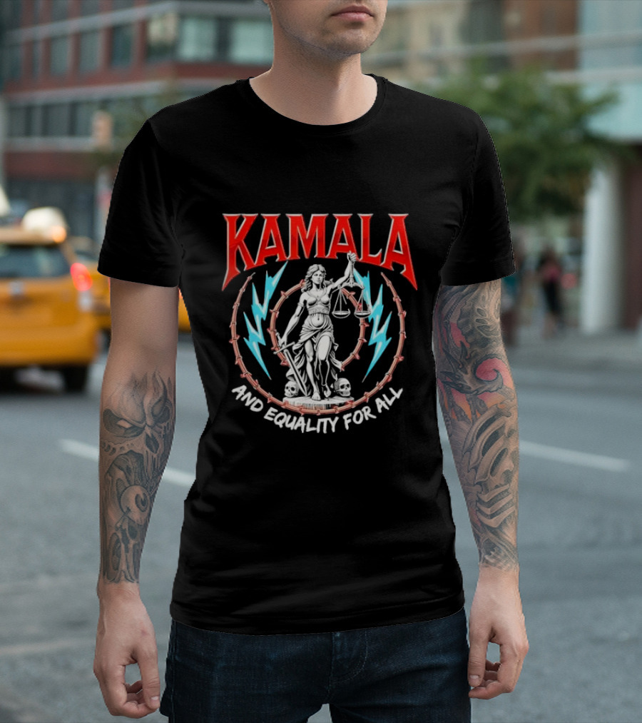 Kamala Scales of Justice Barbed Wire Lightning And Equality For All T-Shirt