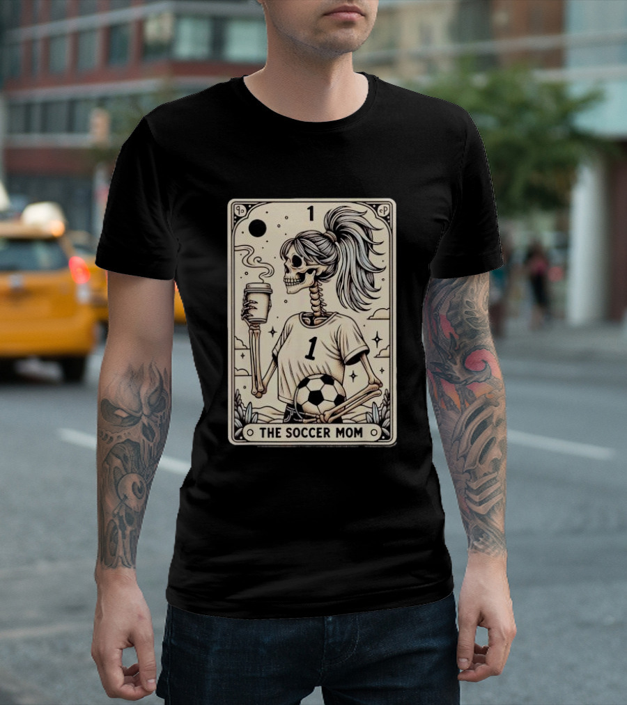The Soccer Mom Tarot Card Vintage Halloween Soccer Mama Skeleton T-Shirt