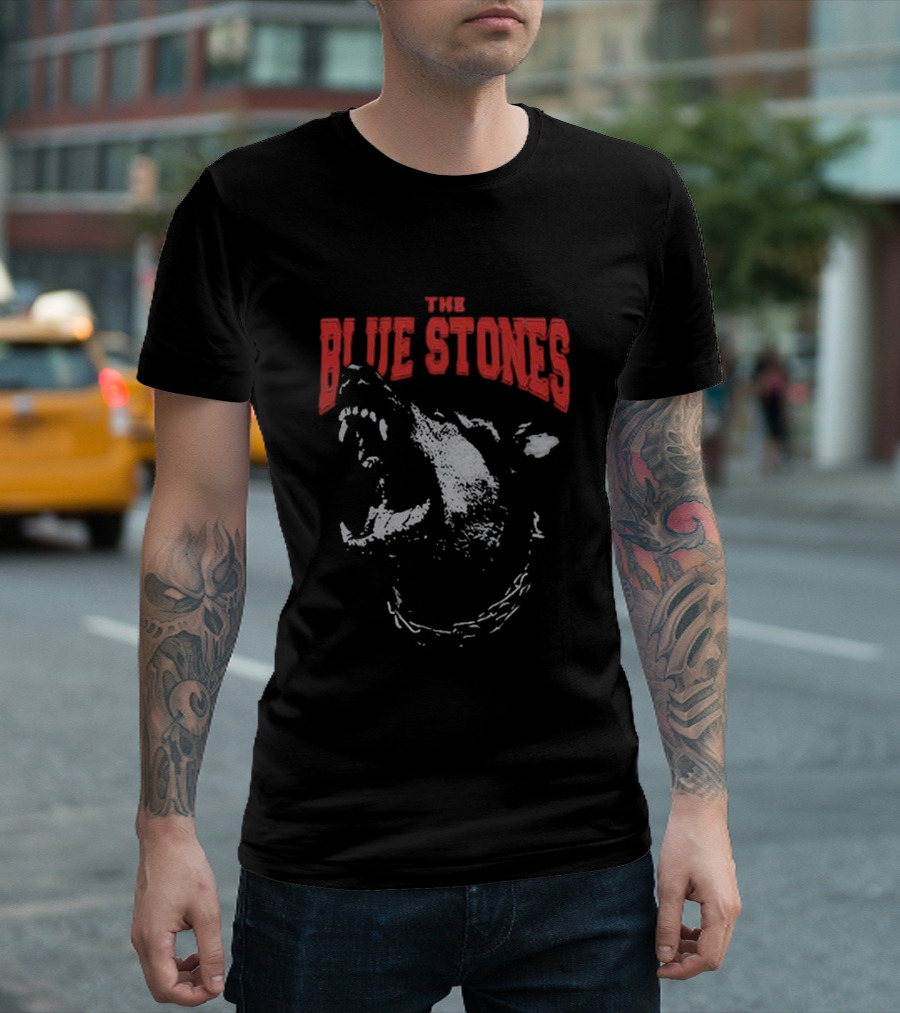 The Blue Stones Fierce Roaring Dog with Chain Collar T-Shirt