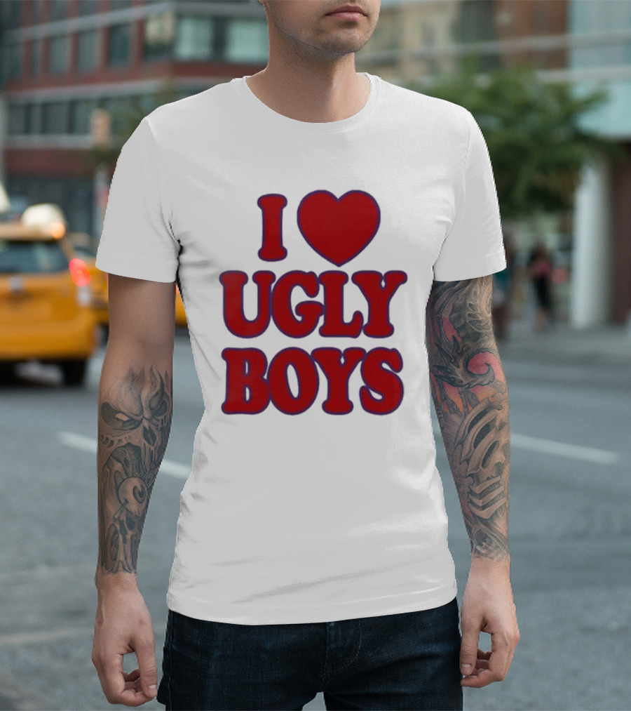 Omar Apollo I Love Ugly Boys Red Text Heart T-Shirt
