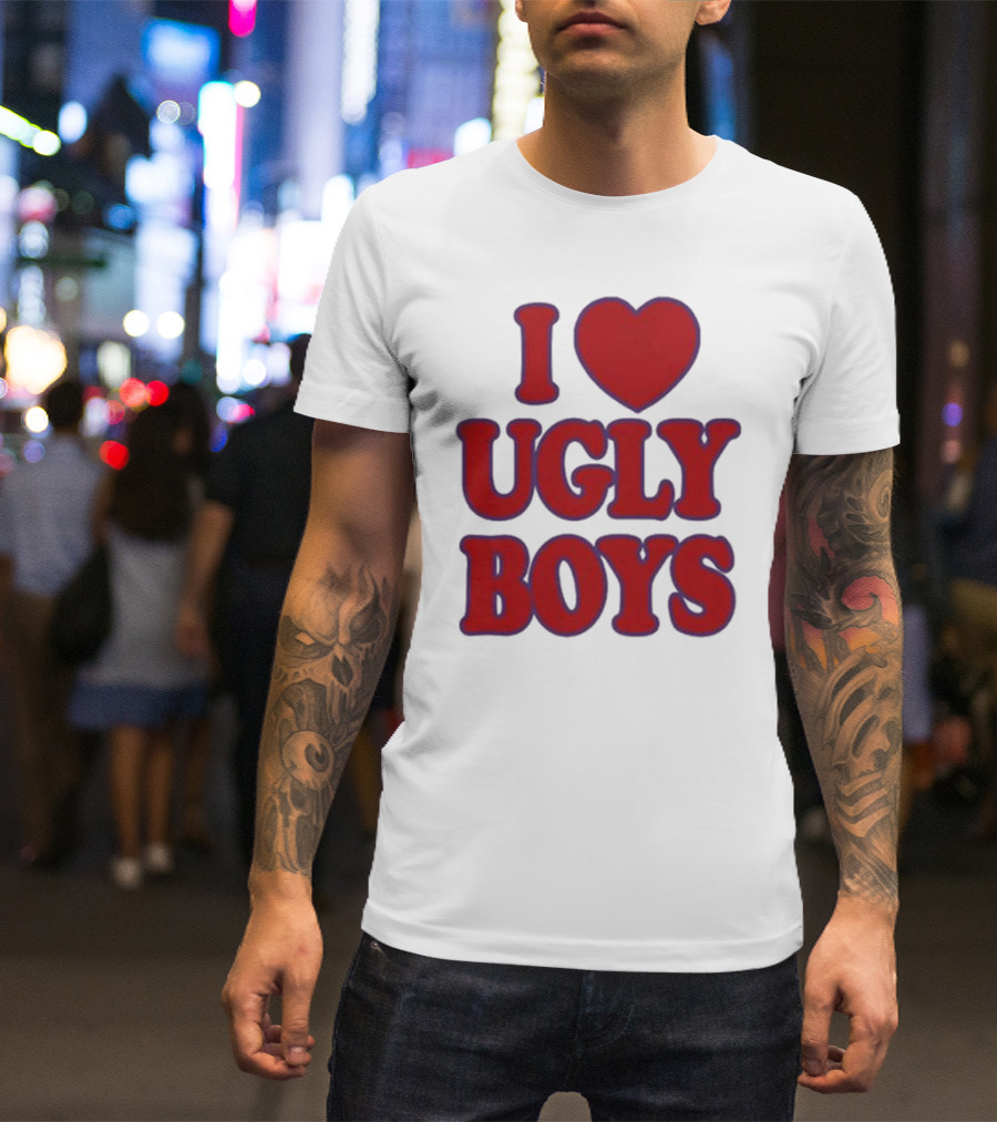 Omar Apollo I Love Ugly Boys Red Text Heart T-Shirt