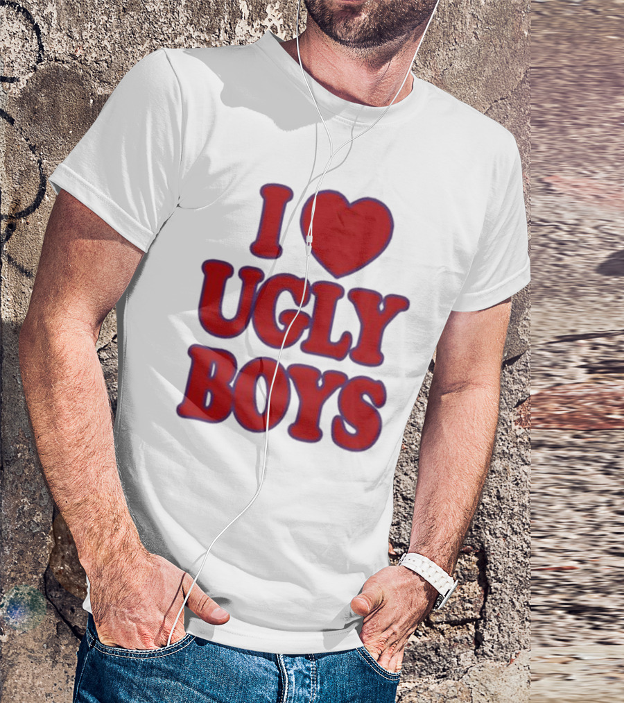 Omar Apollo I Love Ugly Boys Red Text Heart T-Shirt