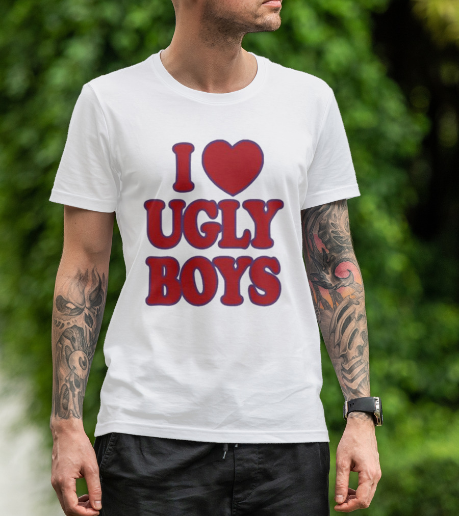 Omar Apollo I Love Ugly Boys Red Text Heart T-Shirt