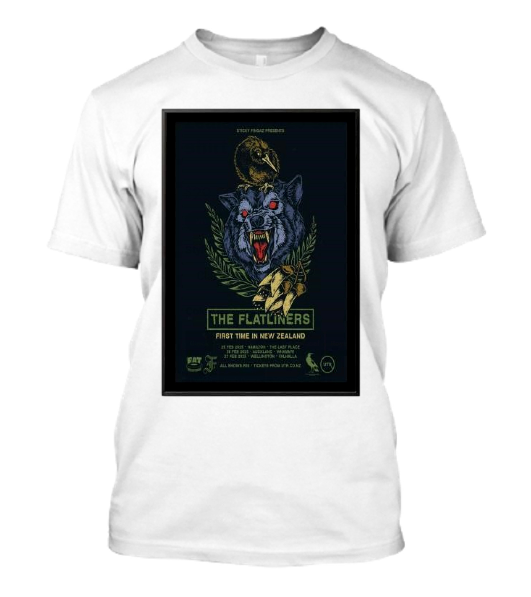 The Flatliners New Zealand 2025 Tour With Wolf And Raven T-Shirt