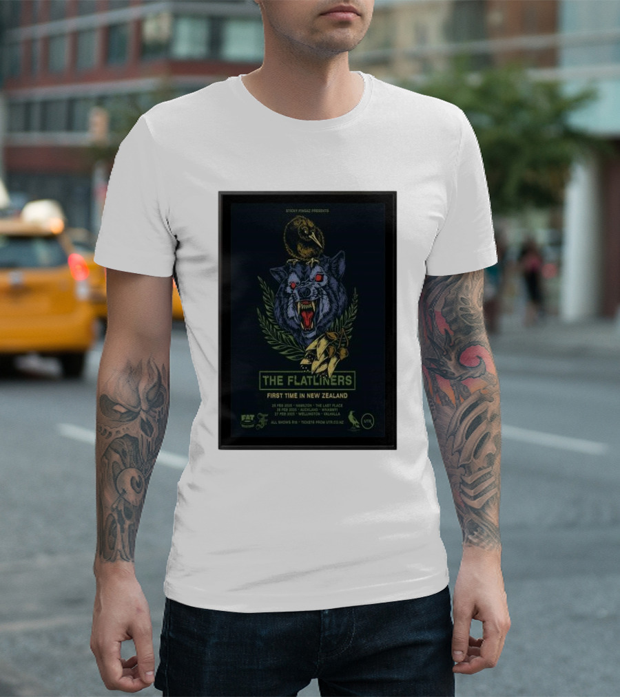 The Flatliners New Zealand 2025 Tour With Wolf And Raven T-Shirt