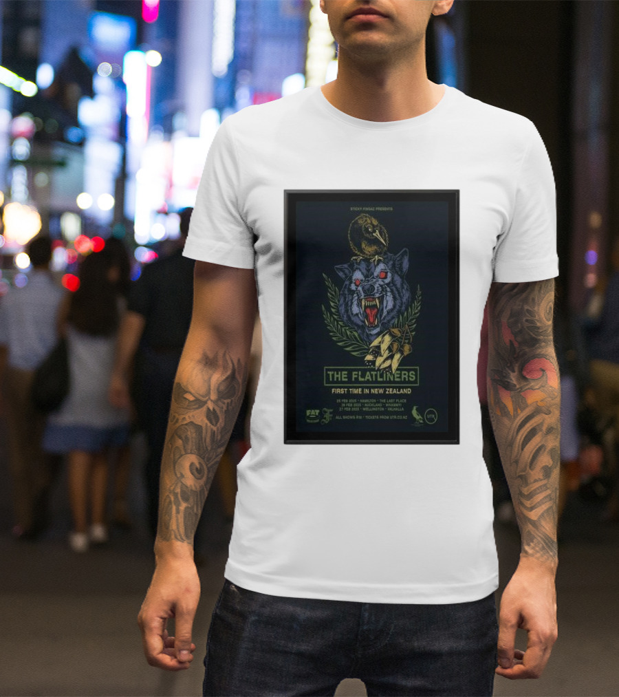 The Flatliners New Zealand 2025 Tour With Wolf And Raven T-Shirt