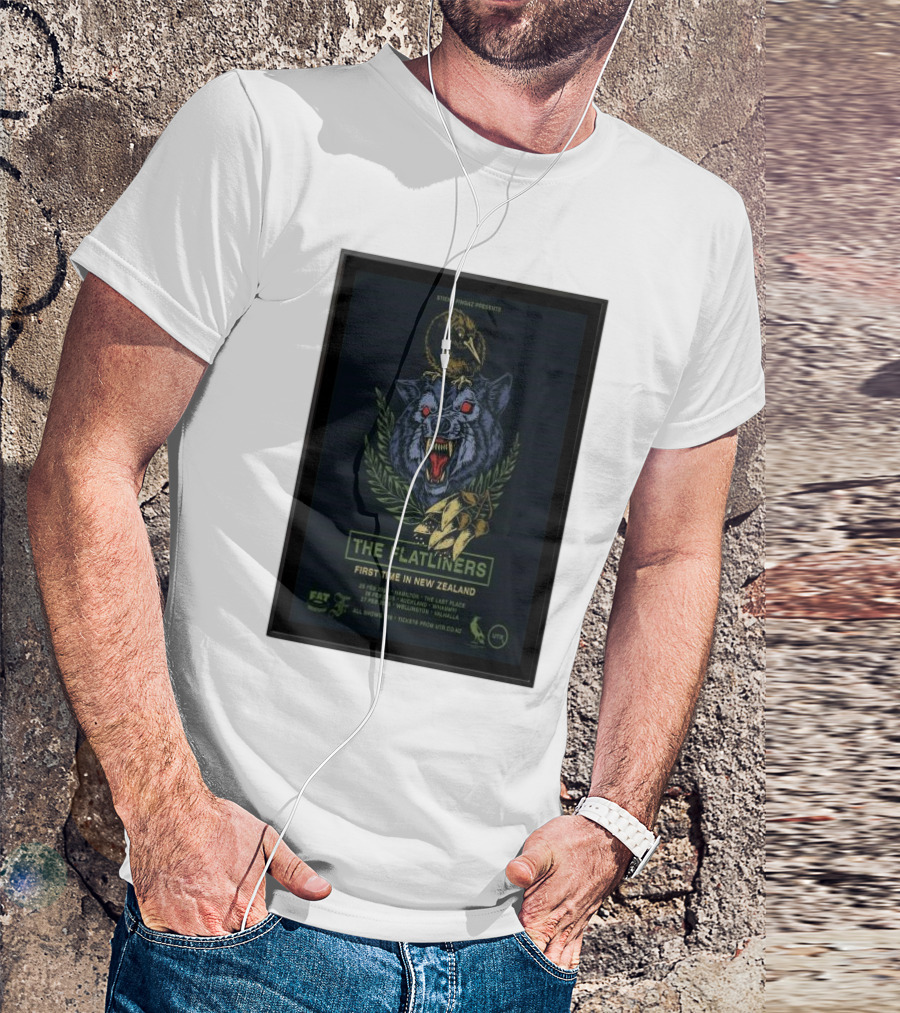 The Flatliners New Zealand 2025 Tour With Wolf And Raven T-Shirt
