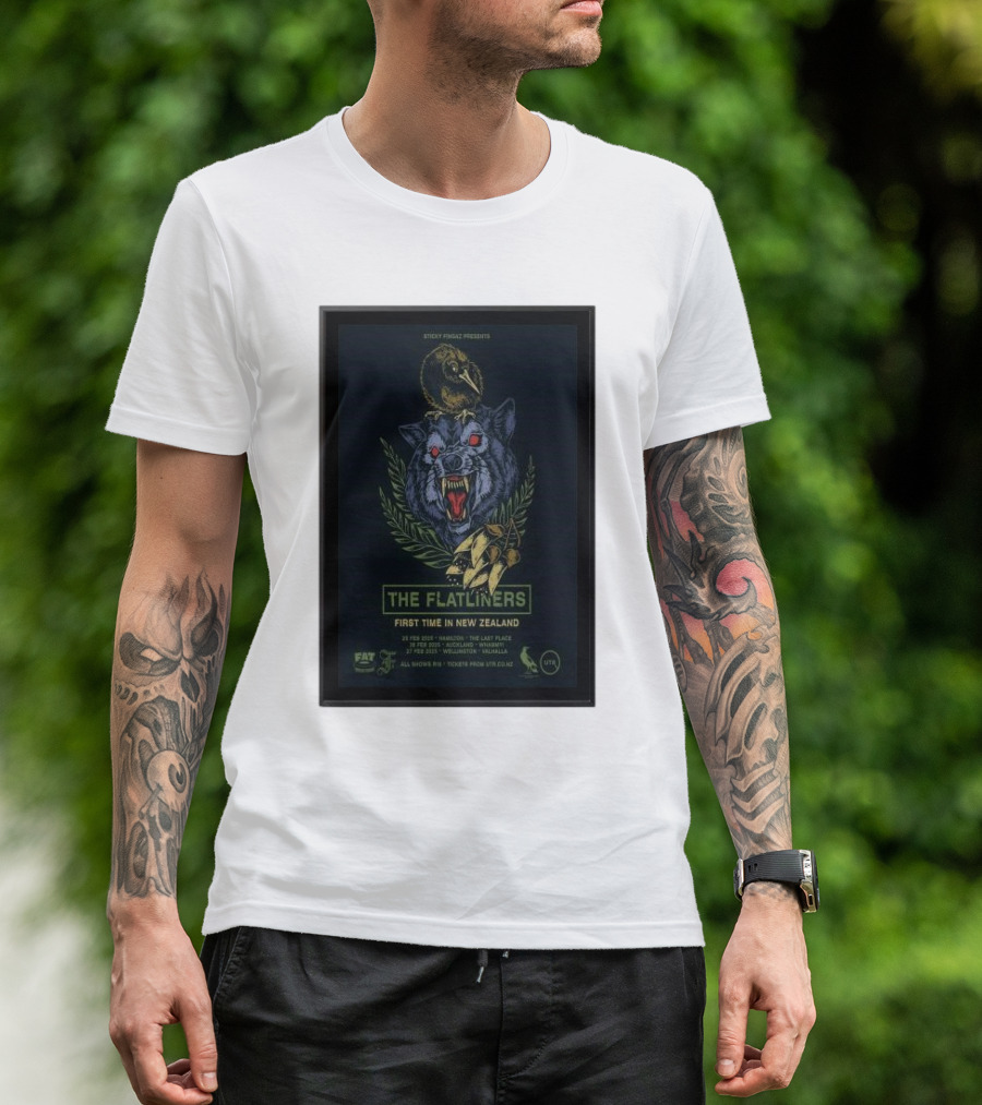 The Flatliners New Zealand 2025 Tour With Wolf And Raven T-Shirt