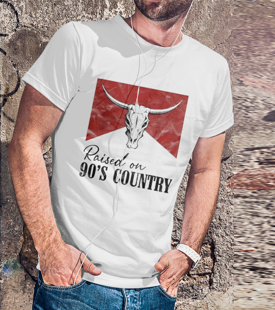 Raised On 90’s Country Western Bull Skull T-Shirt