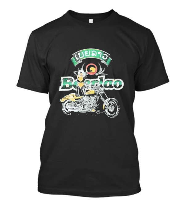 Beer Lao Lager Beerlao Biker Chick Motorcycle T-Shirt