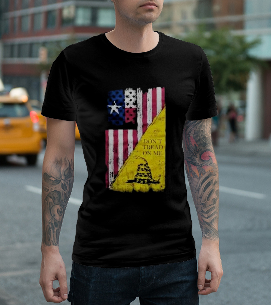 Don’t Tread On Me American Flag Gadsden Snake Vintage T-Shirt