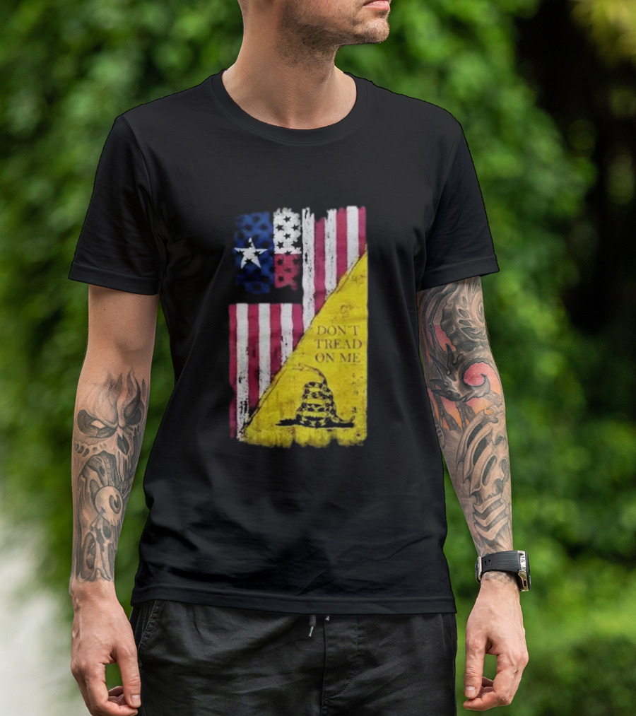 Don’t Tread On Me American Flag Gadsden Snake Vintage T-Shirt
