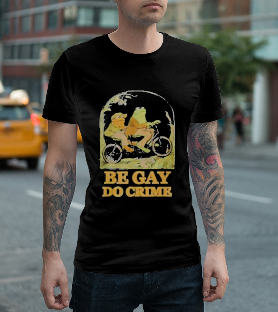 Frogs Be Gay Do Crime Bicycle Adventure T-Shirt