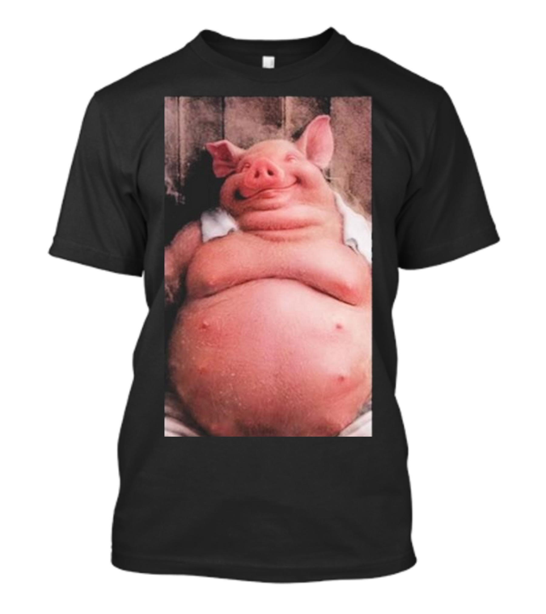 Temu Pig Funny Happy Cartoon Character Image T-Shirt