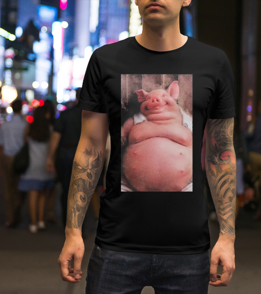 Temu Pig Funny Happy Cartoon Character Image T-Shirt