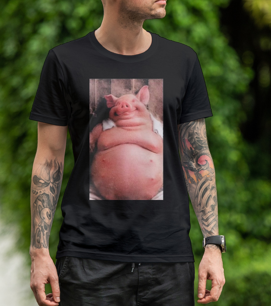 Temu Pig Funny Happy Cartoon Character Image T-Shirt
