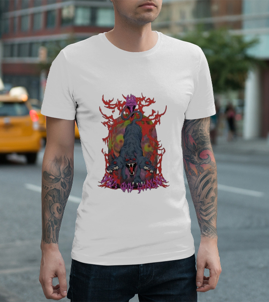 Cerberus Vicious And Psychedelic Flames T-Shirt