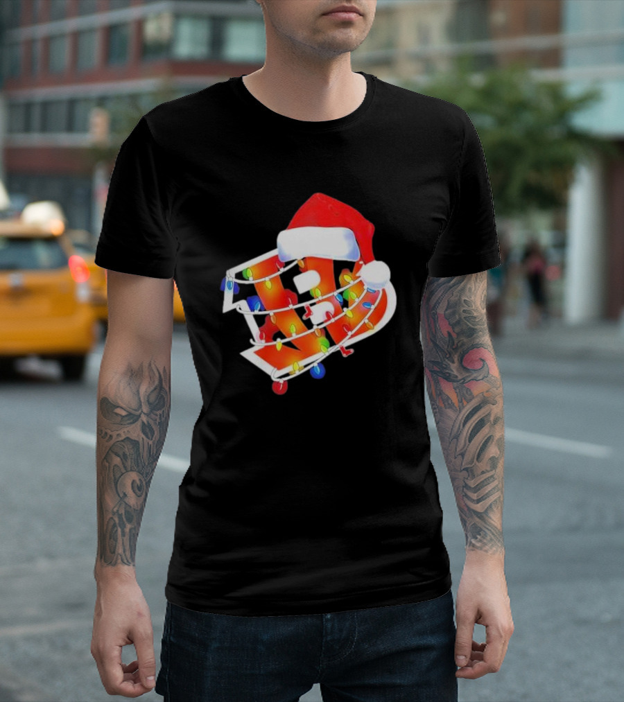 Cincinnati Bengals Christmas Lights Santa Hat T-Shirt