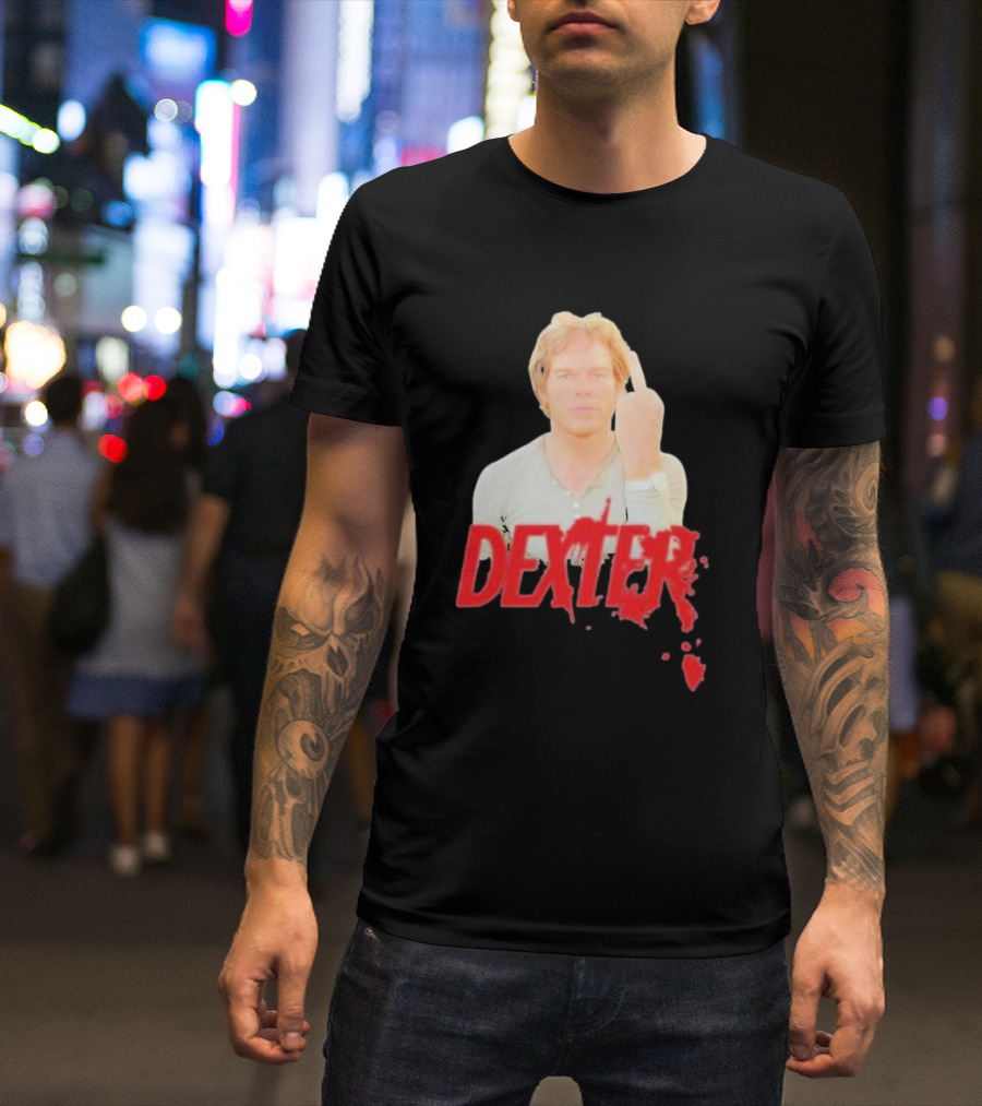 Dexter Bloody Logo Middle Finger Image T-Shirt