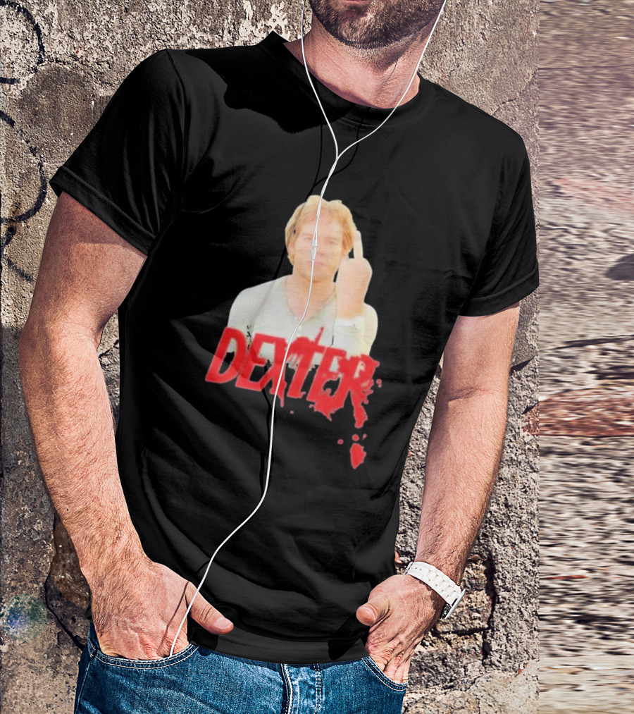 Dexter Bloody Logo Middle Finger Image T-Shirt