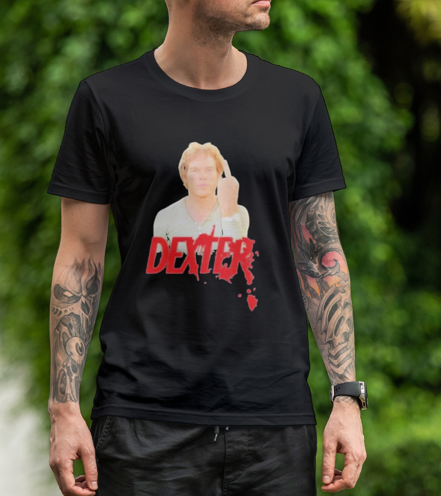 Dexter Bloody Logo Middle Finger Image T-Shirt