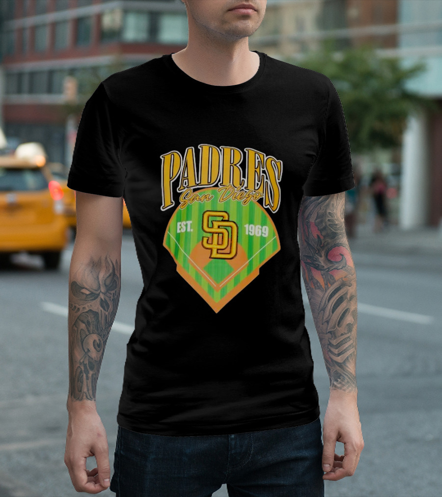 Padres San Diego Est 1969 Home Plate SD T-Shirt