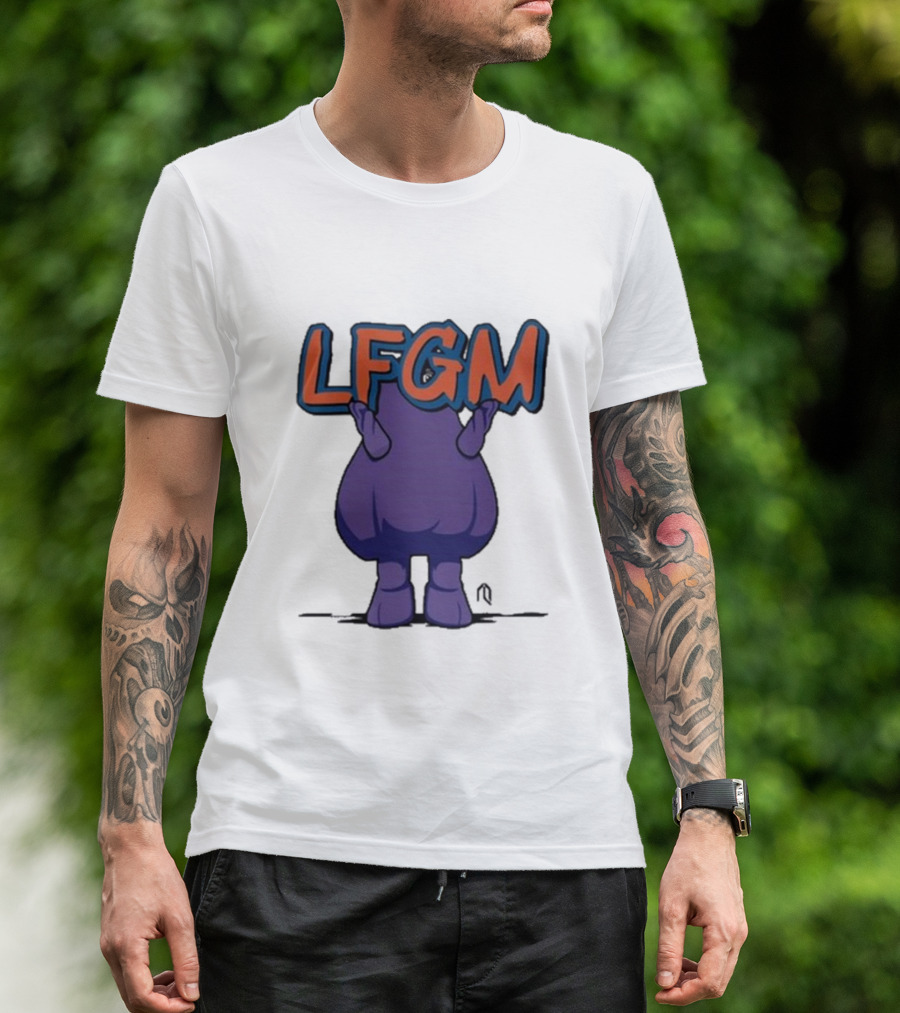 LFGM Monster Grimace New York Mets Sign T-Shirt
