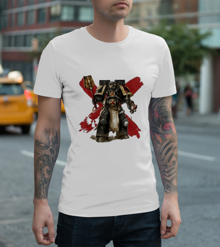 Blood Angels Joytoy Warhammer Space Marine With Red Wings Background T-Shirt