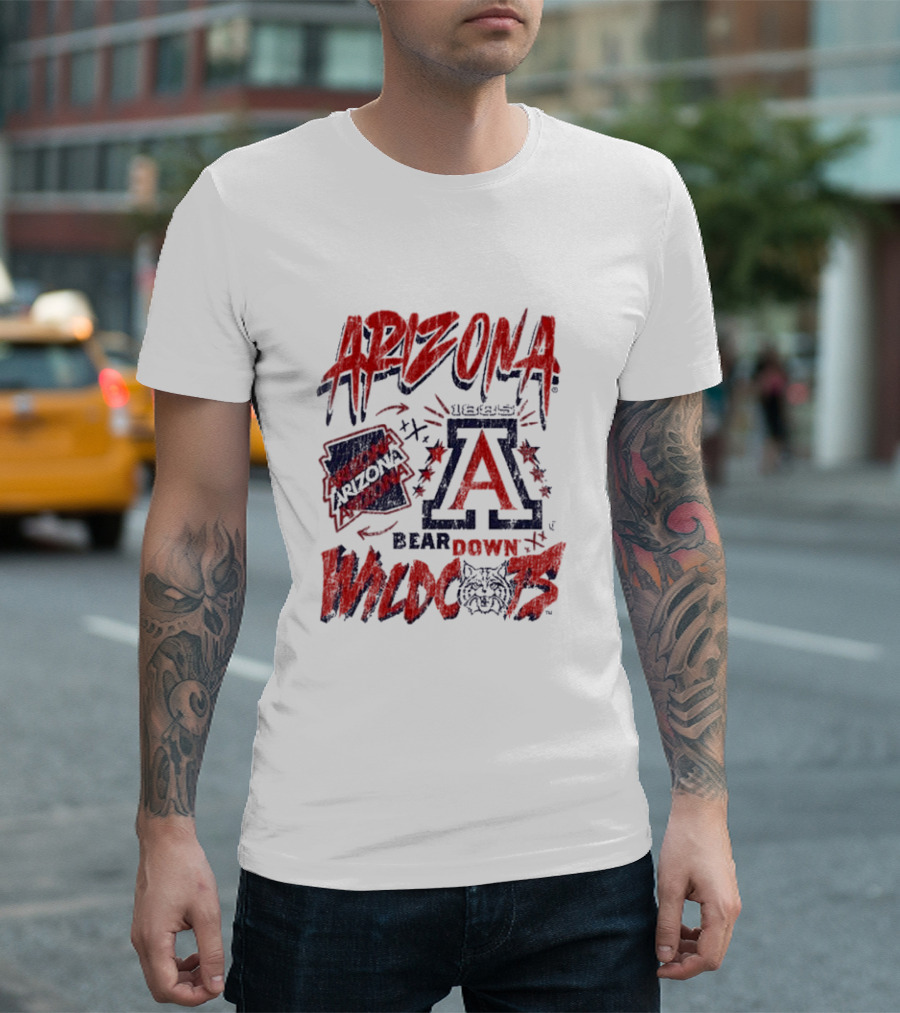 Arizona Wildcats Bear Down Logo Collage T-Shirt