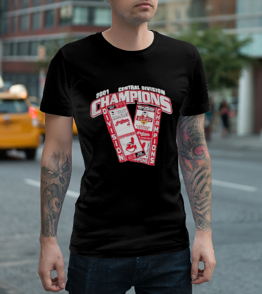 2001 Central Division Champions Cleveland Indians Vintage AL Central Division T-Shirt