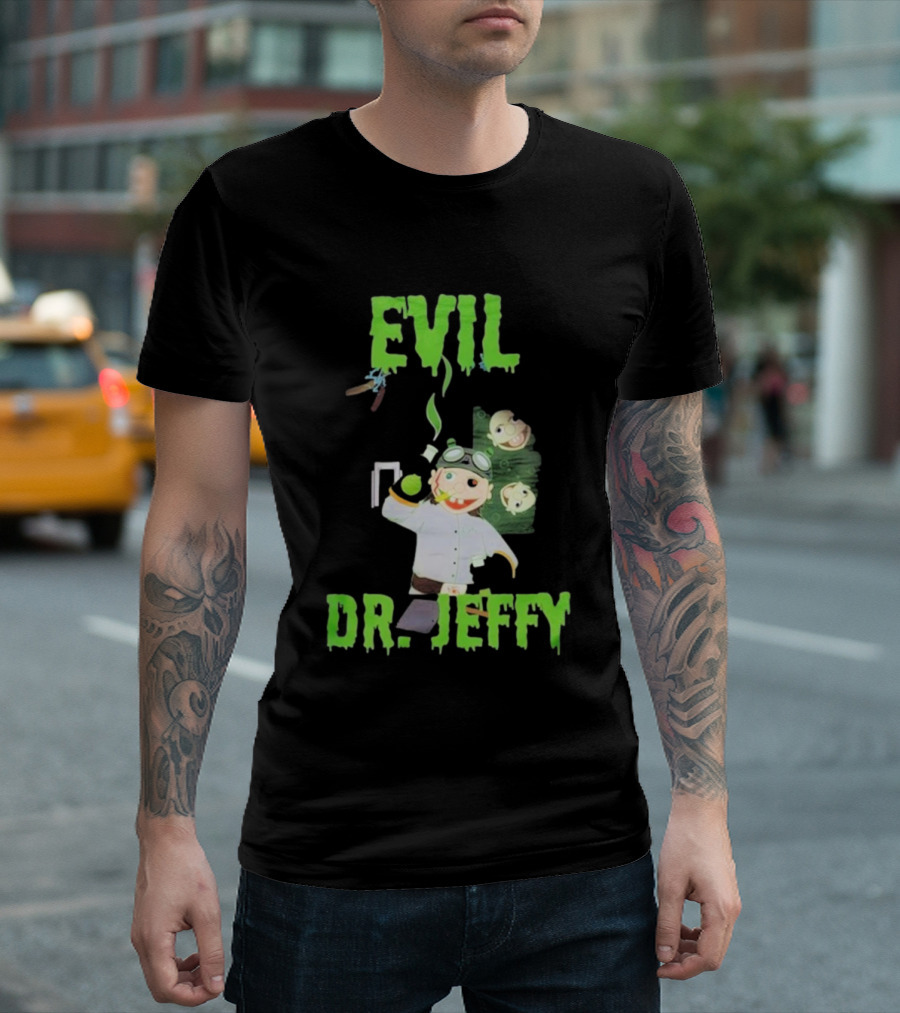 Evil Dr. Jeffy SML Mad Scientist Character With Green Smoke And Zombie Heads T-Shirt