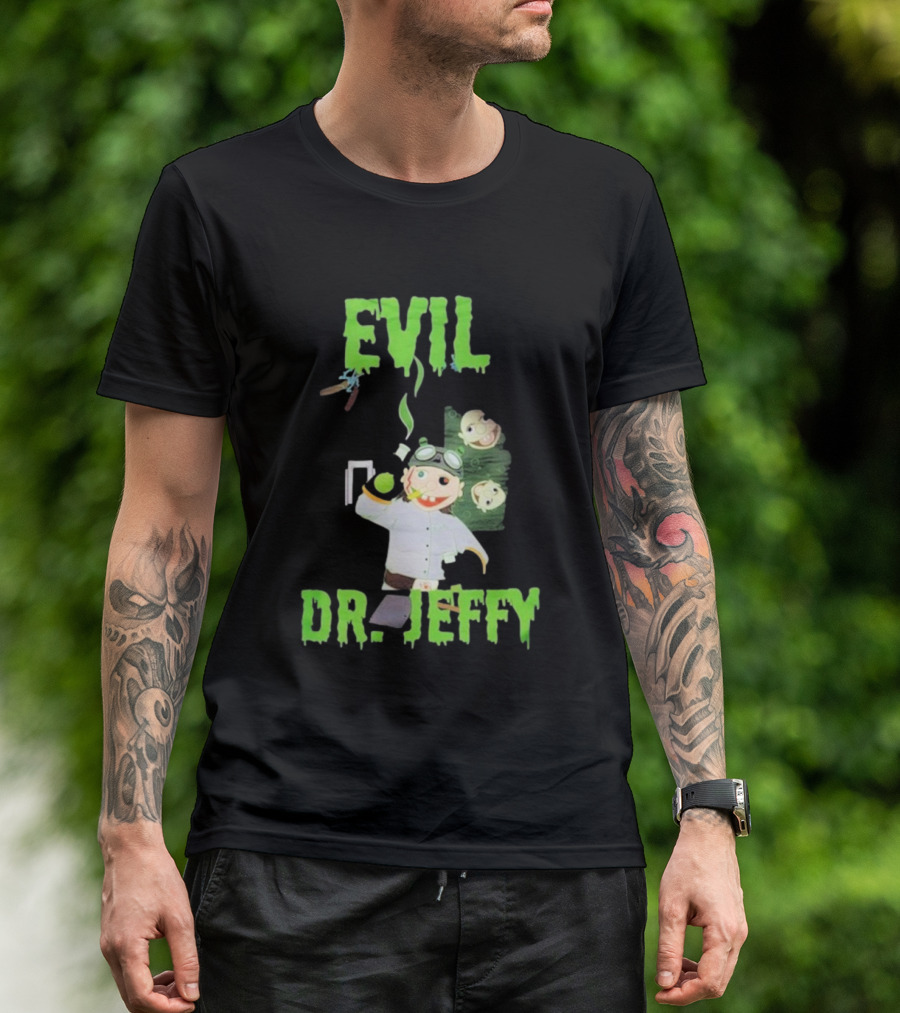 Evil Dr. Jeffy SML Mad Scientist Character With Green Smoke And Zombie Heads T-Shirt