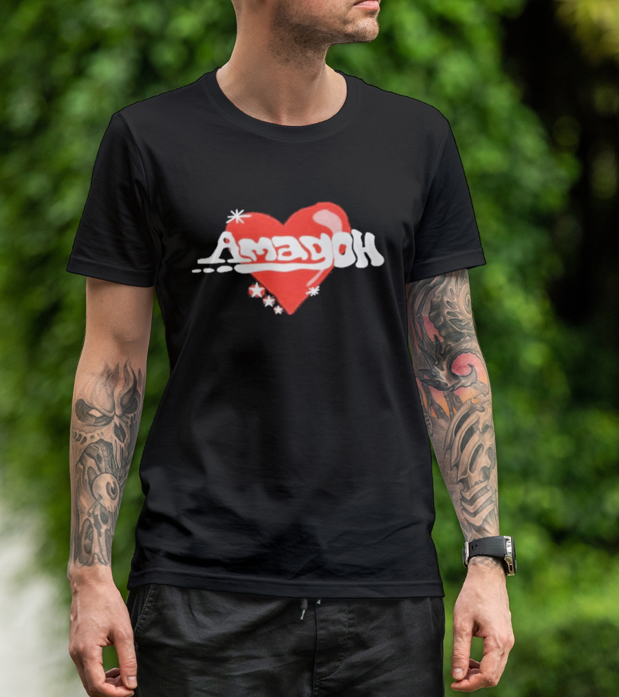 Amagoh Heart Design With Stars Kofi Amagoh T-Shirt